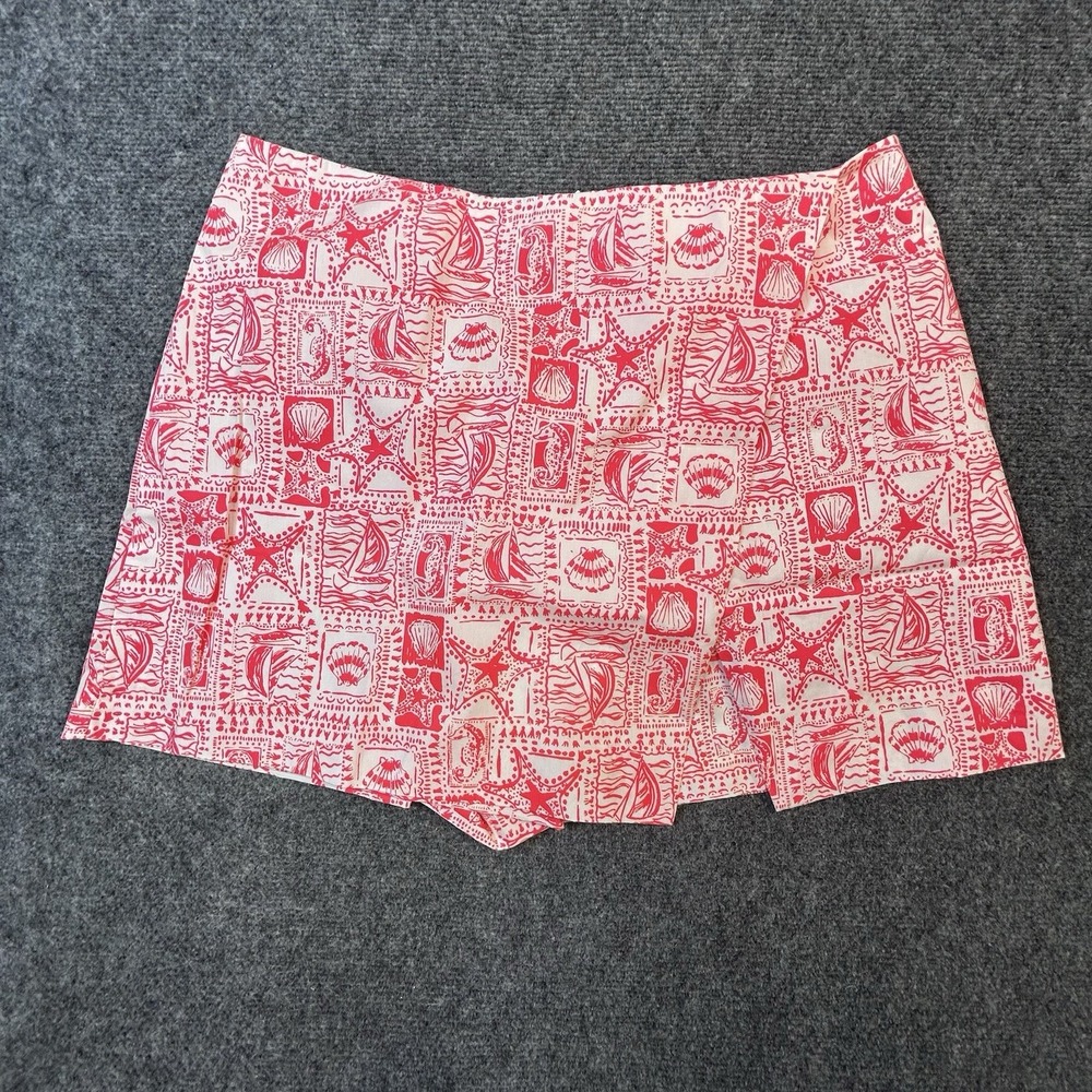 NWT Lilly Pulitzer Alicent Mini Skort SZ 10 Red Seaside Nautical 100% Cotton